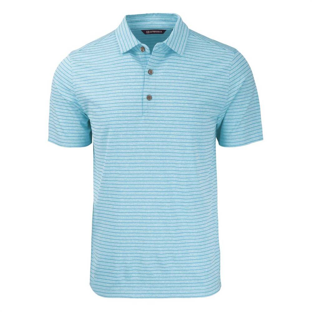 NEW CUTTER & BUCK men's forge eco stripe recycled polo shirt in atlas heather